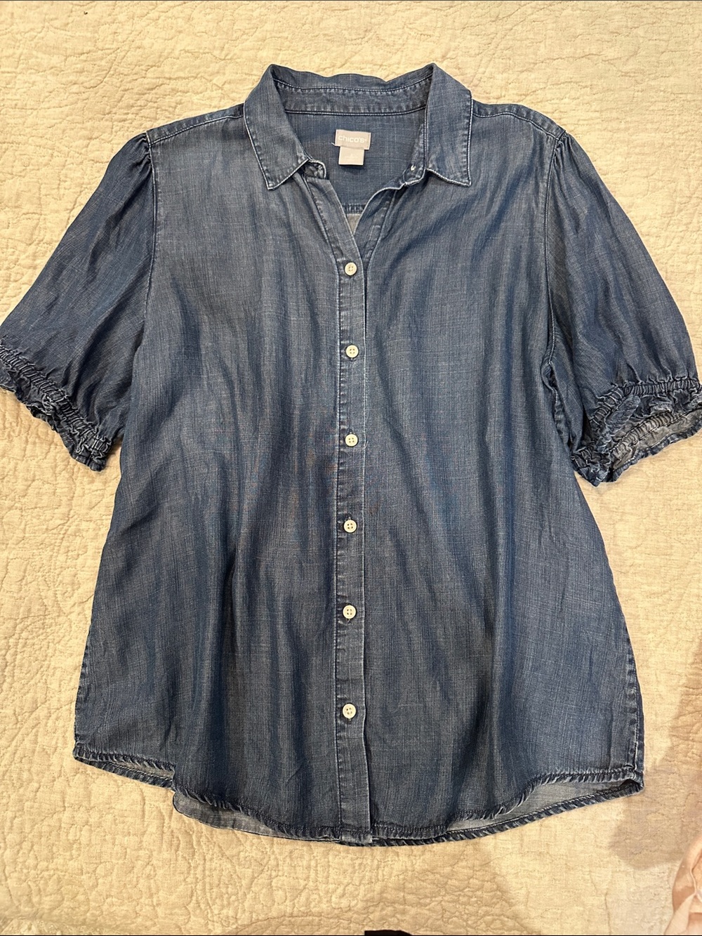 Chico’s Soft Indigo Denim Button-Front Top